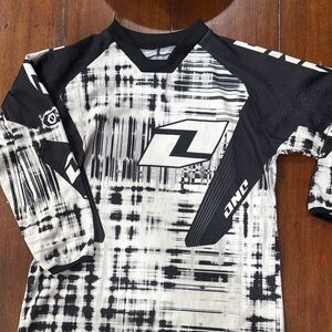 Carbon DNC Industries Youth L Motocross Jersey Black White Graphic Racing Shirt